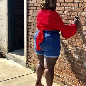 Plus High Waist DeniM Shorts